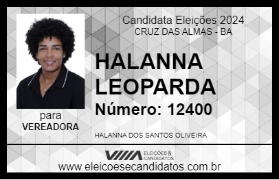 Candidato HALANNA LEOPARDA 2024 - CRUZ DAS ALMAS - Eleições