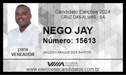 Candidato NEGO JAY 2024 - CRUZ DAS ALMAS - Eleições