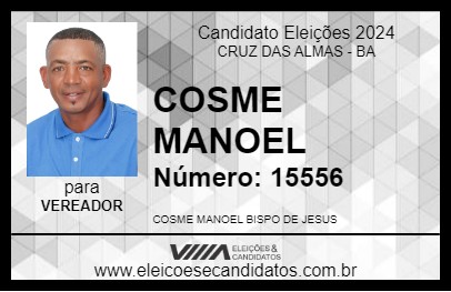 Candidato COSME CHUMBO 2024 - CRUZ DAS ALMAS - Eleições