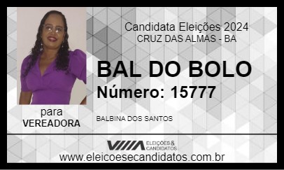 Candidato BAL DO BOLO 2024 - CRUZ DAS ALMAS - Eleições