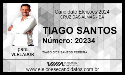 Candidato TIAGO SANTOS 2024 - CRUZ DAS ALMAS - Eleições