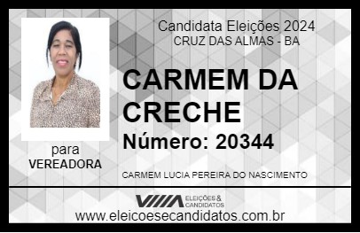 Candidato CARMEM DA CRECHE 2024 - CRUZ DAS ALMAS - Eleições