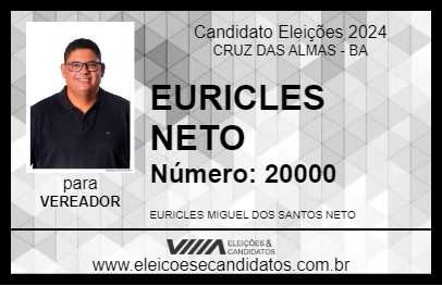 Candidato EURICLES NETO 2024 - CRUZ DAS ALMAS - Eleições