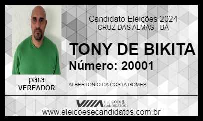 Candidato TONY DE BIKITA 2024 - CRUZ DAS ALMAS - Eleições