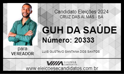 Candidato GUH DA SAÚDE 2024 - CRUZ DAS ALMAS - Eleições