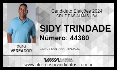 Candidato SIDY TRINDADE 2024 - CRUZ DAS ALMAS - Eleições