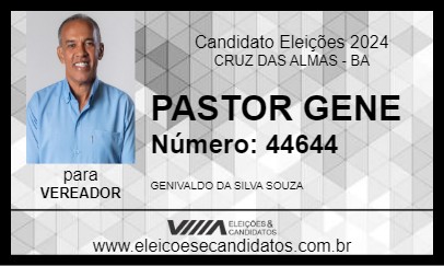 Candidato PASTOR GENE 2024 - CRUZ DAS ALMAS - Eleições