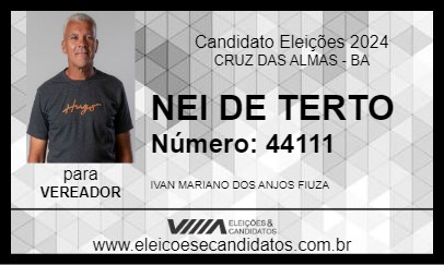 Candidato NEI DE TERTO 2024 - CRUZ DAS ALMAS - Eleições