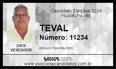 Candidato TEVAL 2024 - FILADÉLFIA - Eleições