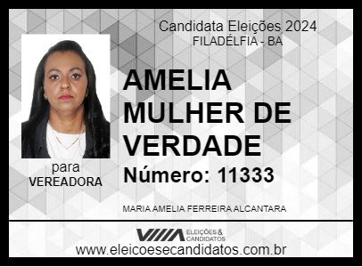 Candidato AMELIA MULHER DE VERDADE 2024 - FILADÉLFIA - Eleições