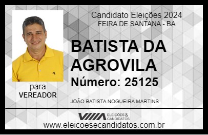 Candidato BATISTA DA AGROVILA 2024 - FEIRA DE SANTANA - Eleições