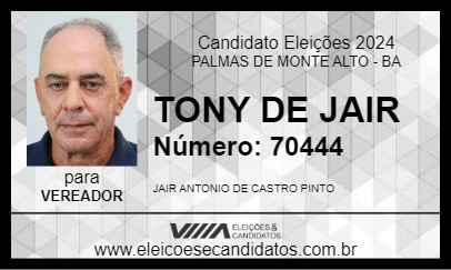 Candidato TONY DE JAIR 2024 - PALMAS DE MONTE ALTO - Eleições