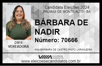 Candidato BÁRBARA DE NADIR 2024 - PALMAS DE MONTE ALTO - Eleições