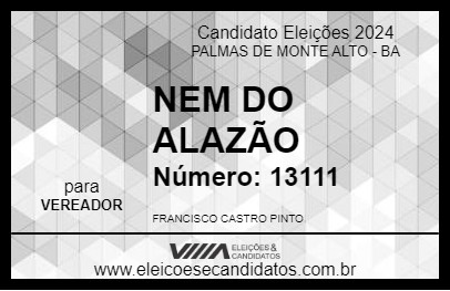 Candidato NEM DO ALAZÃO 2024 - PALMAS DE MONTE ALTO - Eleições