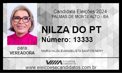 Candidato NILZA DO PT 2024 - PALMAS DE MONTE ALTO - Eleições