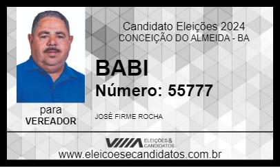 Candidato BABI 2024 - CONCEIÇÃO DO ALMEIDA - Eleições