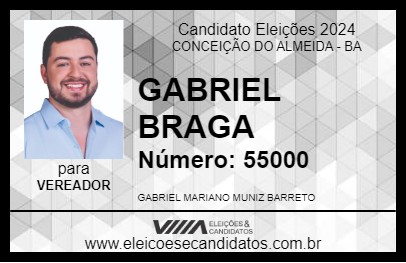 Candidato GABRIEL BRAGA 2024 - CONCEIÇÃO DO ALMEIDA - Eleições