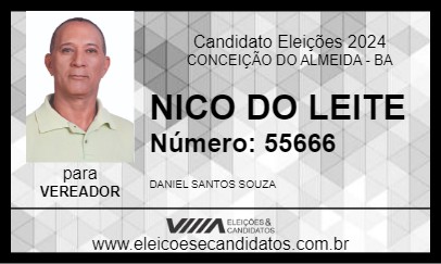 Candidato NICO DO LEITE 2024 - CONCEIÇÃO DO ALMEIDA - Eleições