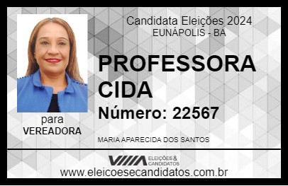 Candidato PROFESSORA CIDA 2024 - EUNÁPOLIS - Eleições