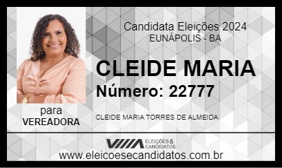 Candidato CLEIDE MARIA 2024 - EUNÁPOLIS - Eleições