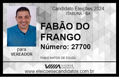 Candidato FABÃO DO FRANGO 2024 - ITABUNA - Eleições