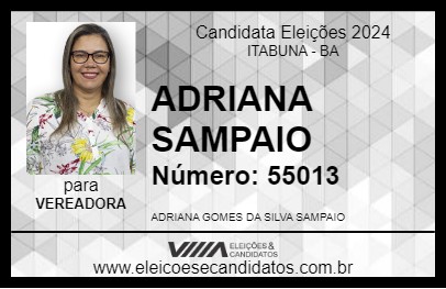 Candidato ADRIANA SAMPAIO 2024 - ITABUNA - Eleições