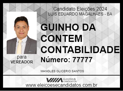 Candidato GUINHO DA CONTEM CONTABILIDADE 2024 - LUÍS EDUARDO MAGALHÃES - Eleições