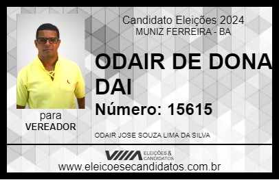 Candidato ODAIR DE DONA DAI 2024 - MUNIZ FERREIRA - Eleições