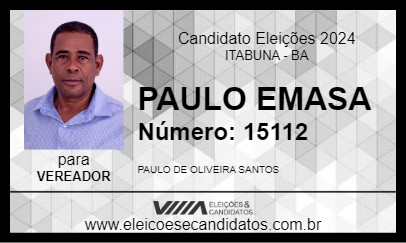 Candidato PAULO EMASA 2024 - ITABUNA - Eleições