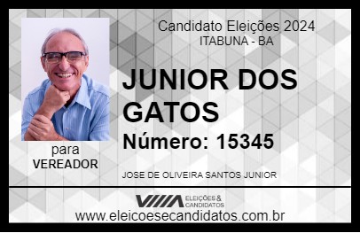 Candidato JUNIOR DOS GATOS 2024 - ITABUNA - Eleições