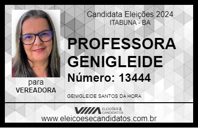 Candidato PROFESSORA GENIGLEIDE 2024 - ITABUNA - Eleições