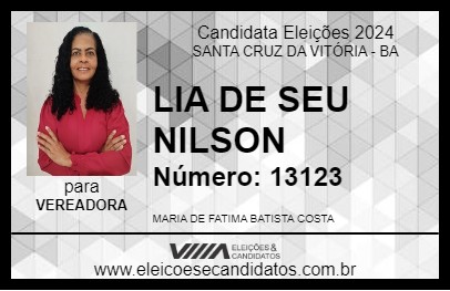 Candidato LIA DE SEU NILSON 2024 - SANTA CRUZ DA VITÓRIA - Eleições