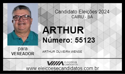 Candidato ARTHUR WENSE 2024 - CAIRU - Eleições