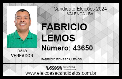 Candidato FABRICIO LEMOS 2024 - VALENÇA - Eleições