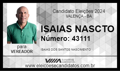 Candidato ISAIAS NASCTO 2024 - VALENÇA - Eleições