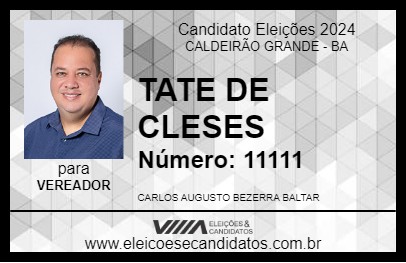 Candidato TATE DE CLESES 2024 - CALDEIRÃO GRANDE - Eleições