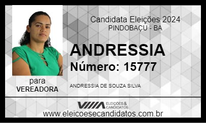 Candidato ANDRESSIA 2024 - PINDOBAÇU - Eleições