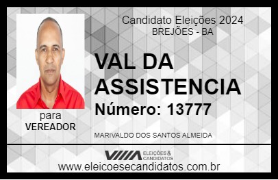 Candidato VAL DA ASSISTENCIA 2024 - BREJÕES - Eleições