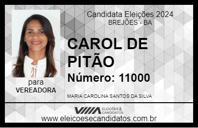 Candidato CAROL DE PITÃO 2024 - BREJÕES - Eleições