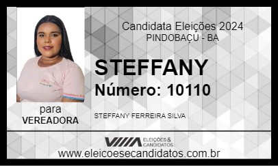 Candidato STEFFANY 2024 - PINDOBAÇU - Eleições