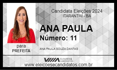 Candidato ANA PAULA 2024 - ITARANTIM - Eleições