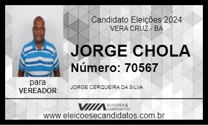 Candidato JORGE CHOLA 2024 - VERA CRUZ - Eleições