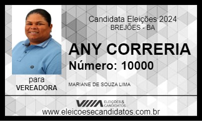 Candidato ANY CORRERIA 2024 - BREJÕES - Eleições