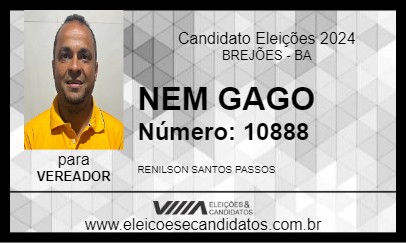 Candidato NEM GAGO 2024 - BREJÕES - Eleições