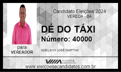 Candidato DÉ DO TÁXI 2024 - VEREDA - Eleições