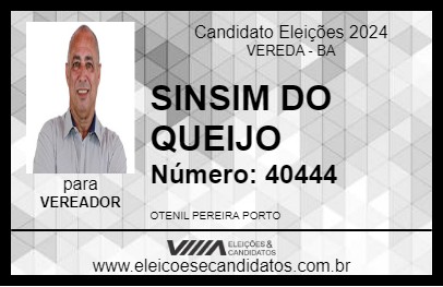 Candidato SINSIM DO QUEIJO 2024 - VEREDA - Eleições