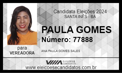 Candidato PAULA GOMES 2024 - SANTA INÊS - Eleições