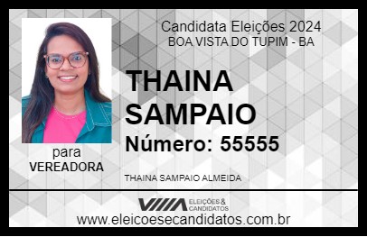 Candidato THAINA SAMPAIO 2024 - BOA VISTA DO TUPIM - Eleições