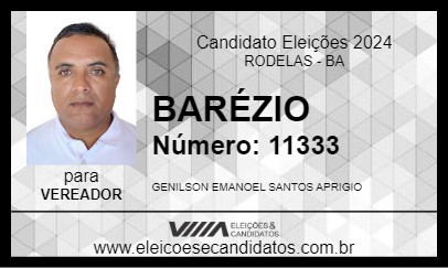 Candidato BARÉZIO 2024 - RODELAS - Eleições