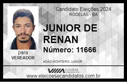 Candidato JUNIOR DE RENAN 2024 - RODELAS - Eleições